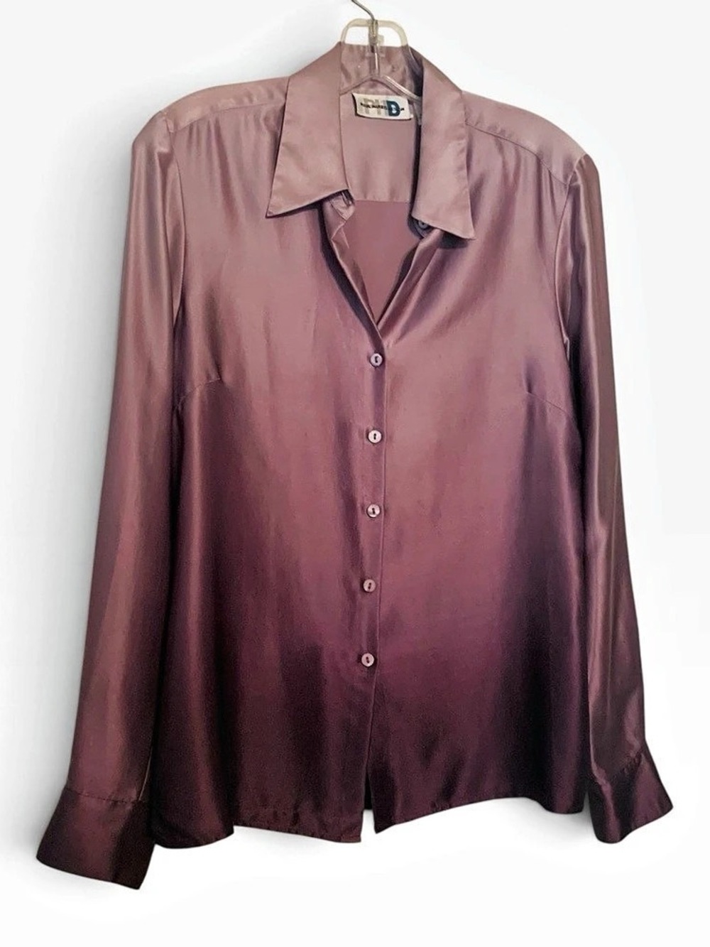 Vintage 90s Paul Harris Design Custom Hand Dyed Ombre Silk Blouse Medium Pristin